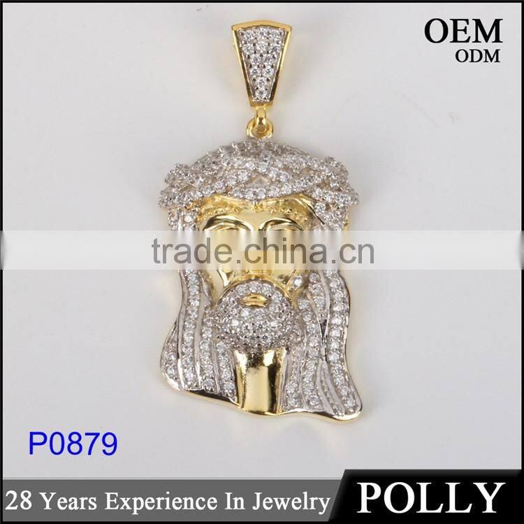 Custom 925 sterling silver iced out hip hop jewelry gold plated religious pendants