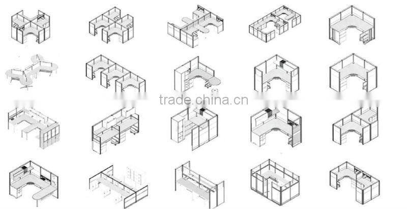 Modern office glass partition workstation PF-060