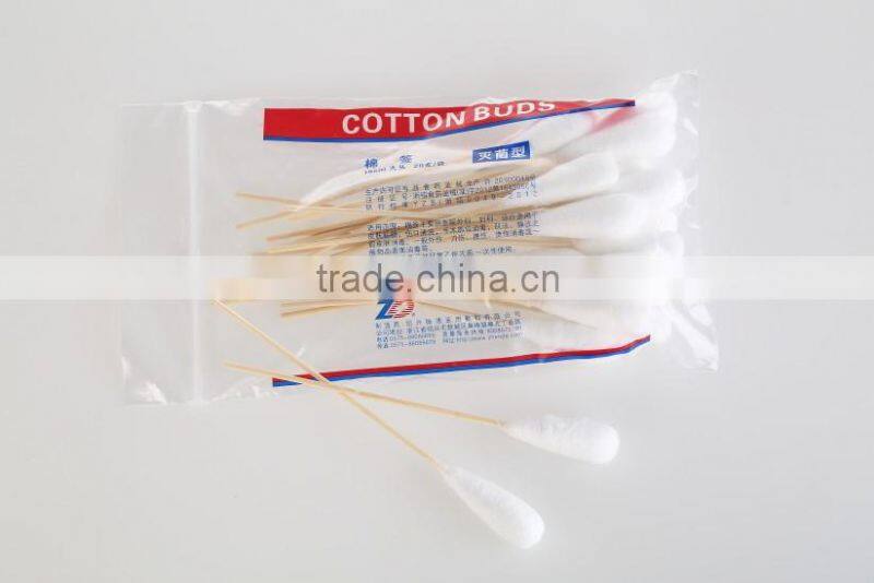 100%cotton medical bamboo cotton swabs in pp bag