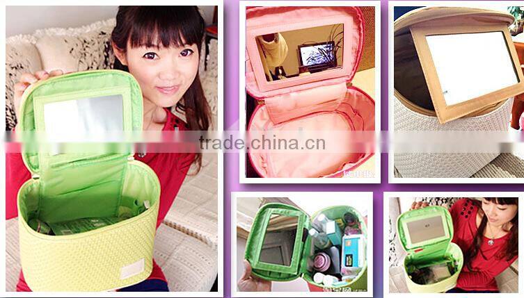 Travel cosmetic bag with mirror high quality