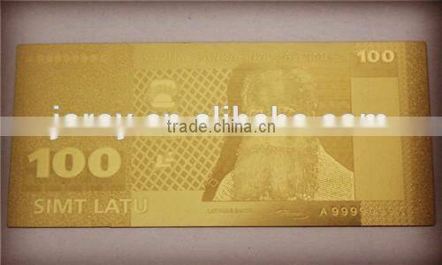 Gold plated banknotes Latvia 100 latu Banknote