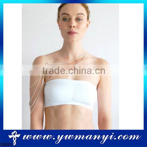 Hot sale factory price gold crystal shoulder chain necklace S0001