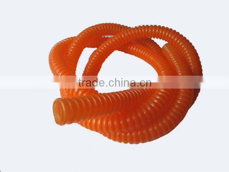 Orange corrugated plastic pipe