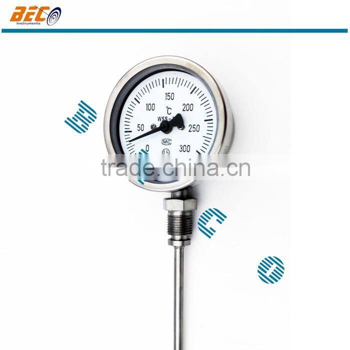 chrome plated case bottom connection bimetal thermometer