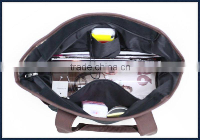 Fashion cotton handbags with PU handle