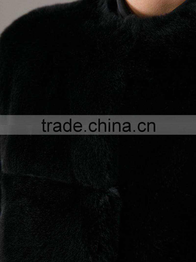 rex14008 long women cheap black rex rabbit coat