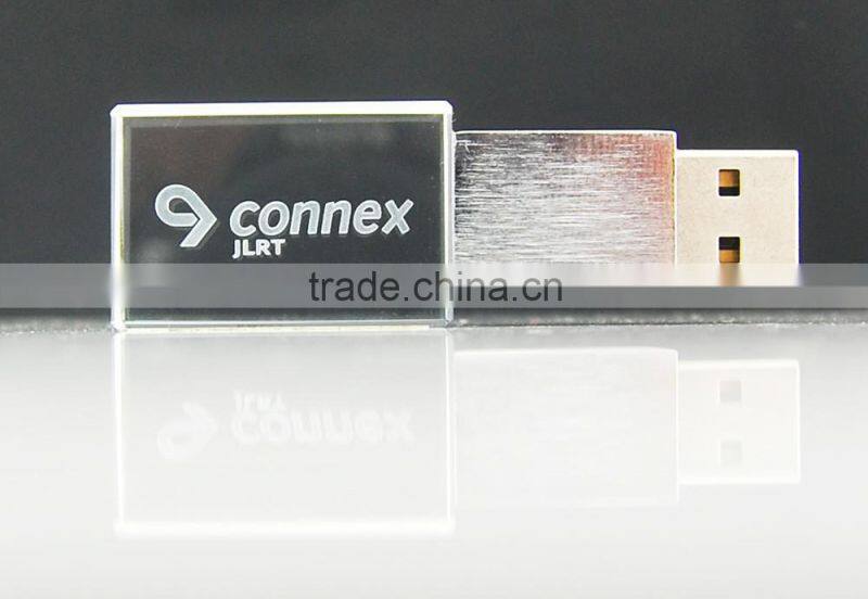 High Quality Full Capacity Crystal 16GB USB Flash Drive 8GB USB Disk Memory 3D Laser Engraved Logo in USB Key