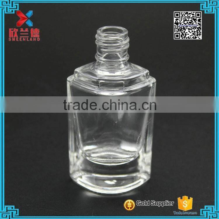 Wholesale empty custml clear 10ml unique shape glass nail polish bottle with screw cap