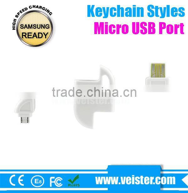 micro usb power data cable with keychain for blackberry HTC