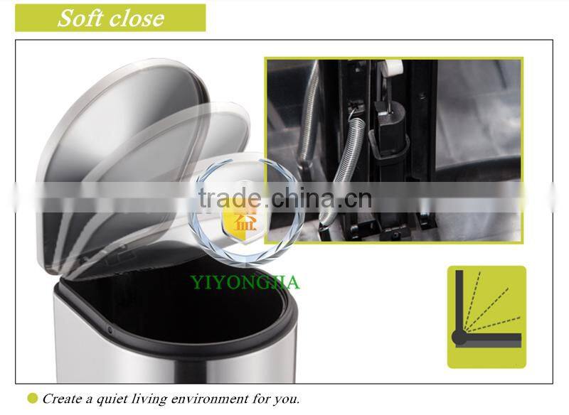 40 liters big size home usage stainless steel room foot pedal soft close dustbin