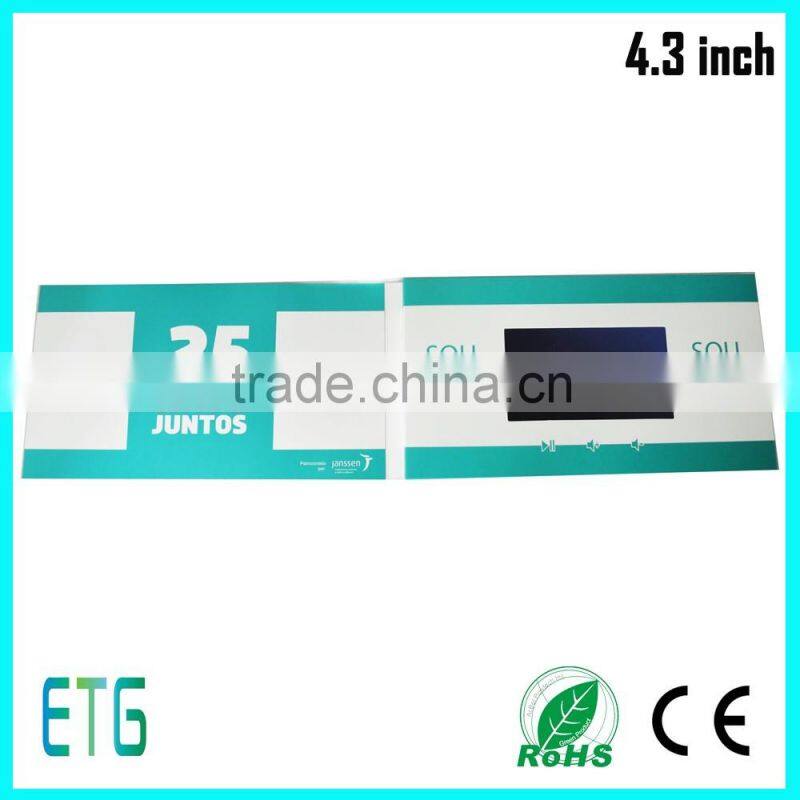 digital brochure with video greeting card lcd 4.3 inch with lcd video brochure card