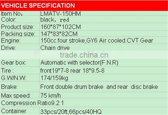 150cc cool atv with GY6 engine CE sales very hot in 2014