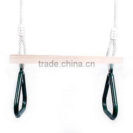 wooden trapeze bar swing with triangle rings