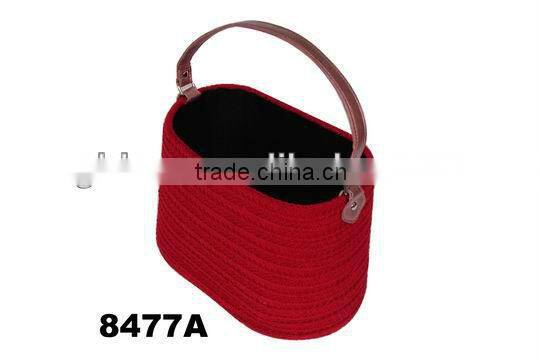 Knit storage basket in cone shape