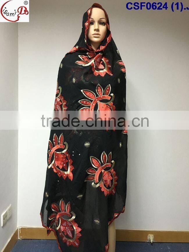 CSF0624 fashionable scarf softextile muslim embroidery scarf for women