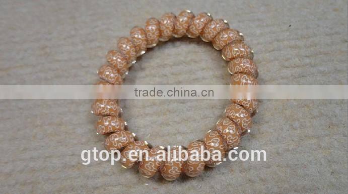 Plastic mixed color elastic quality candy cheap women telephone wire hair circle A-0004