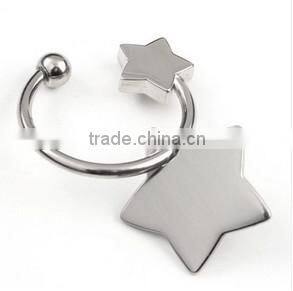 new arrival doubles stars model custom Metal crystal Keychain key ring