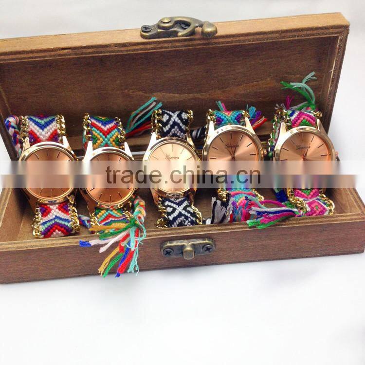 Handmade Multi-Colour DIY Geneva knotted cotton watch band Braided Chram watch strap