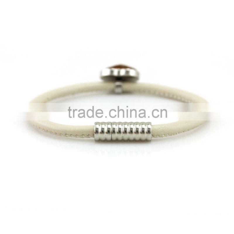 Summer top quality real leather bracelet snakeskin stainless steel buckle bangle in 2016