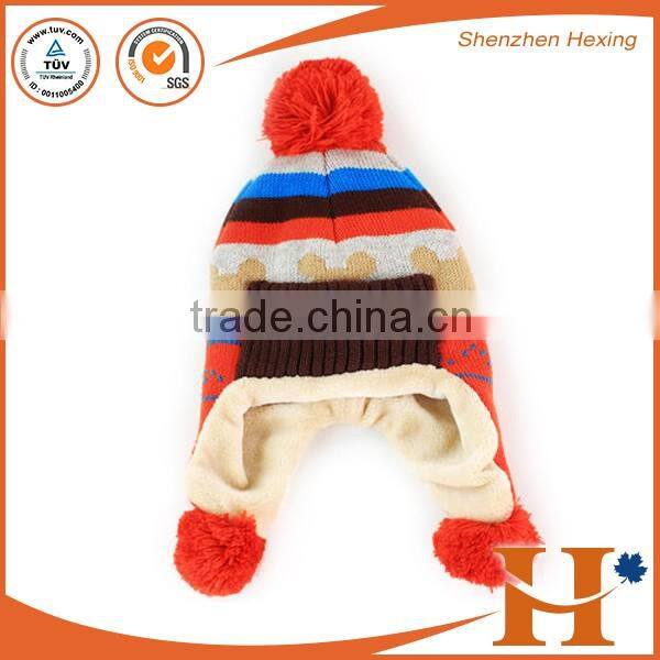 Best selling pom pom knitted beanie hat with custom label