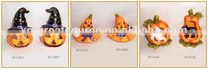cheap ceramic halloween pumpkin with tealight holder decoration wholesale