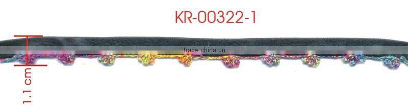 Width 1.1 Centimeter Black Leather Colorful Braid Trimming