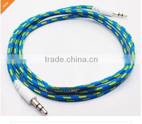 New Universal Braided Fabric 3.5mm to 3.5mm Car Audio AUX Cable for Iphone Ipod Headphone Mp3 Mp4