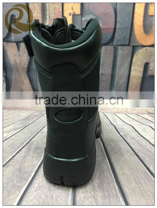 High ankle fashion genuine leather black military combat boots army safety shoes