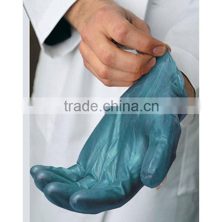 Green disposable vinyl powder-free exam gloves