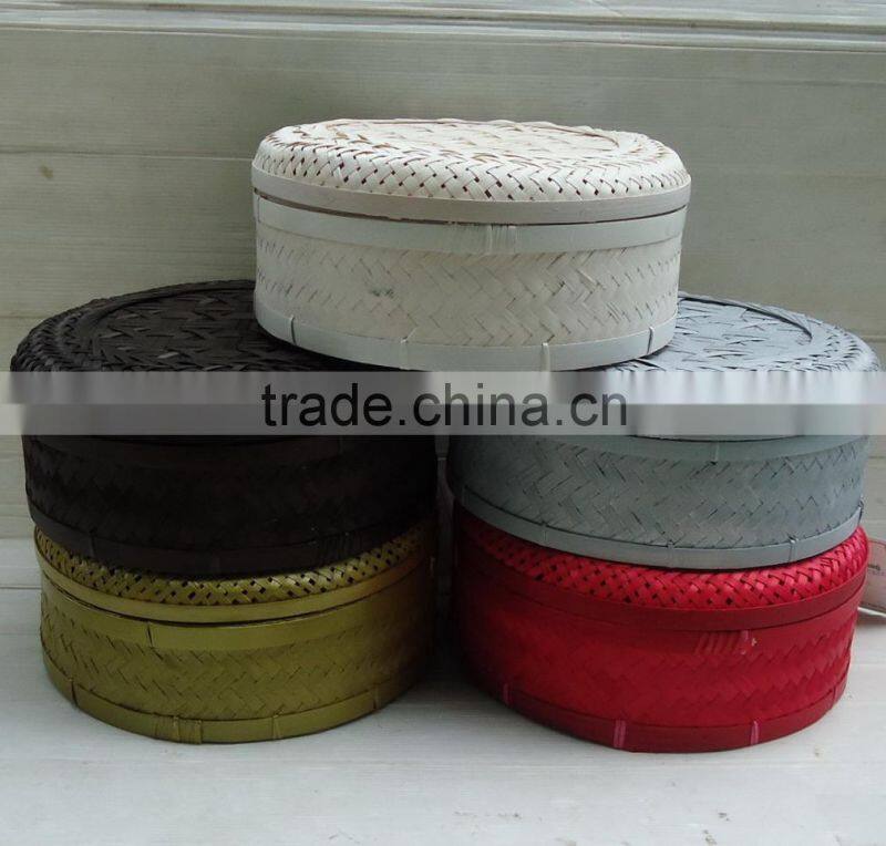 Bamboo basket, wicker basket/box, handcrafted nice hand woven box decorated basket