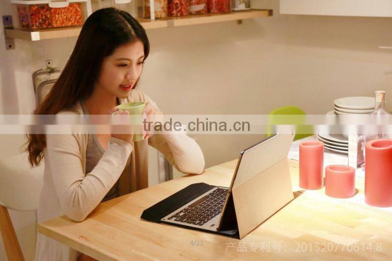 fashion style 2-in-1 Aluminum Metal Bluetooth Keyboard+Leather Case For Apple iPad Pro 12.9"