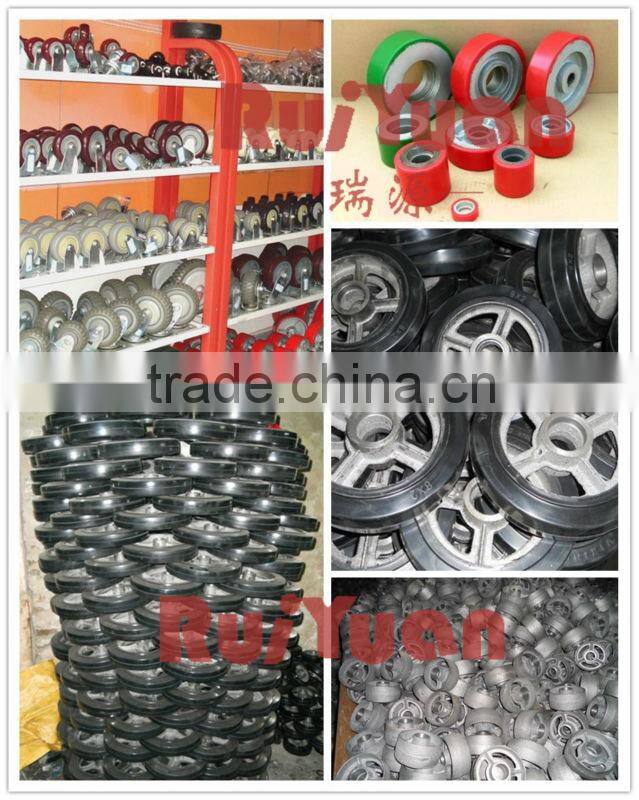 European style heavy duty caster elastic rubber molded on Aluminum center wheel