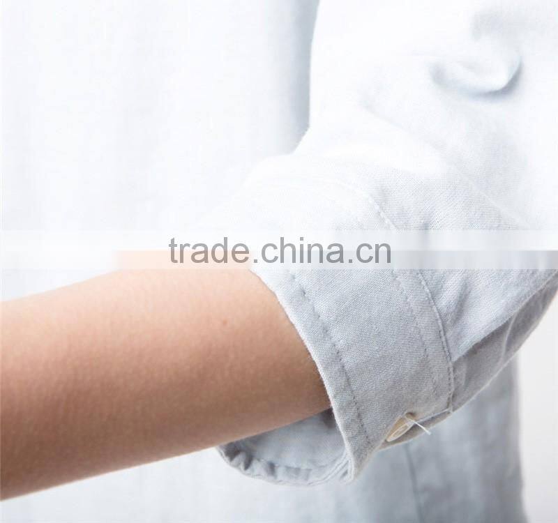 round sweep 3/4 sleeve women cotton blouse oem factory