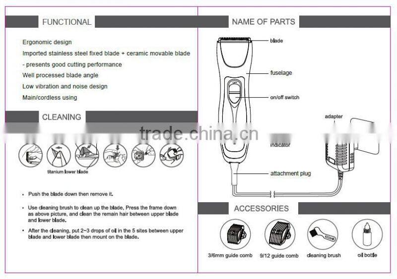 pet products pet clipper JF-818 pet razor Pet blade comb