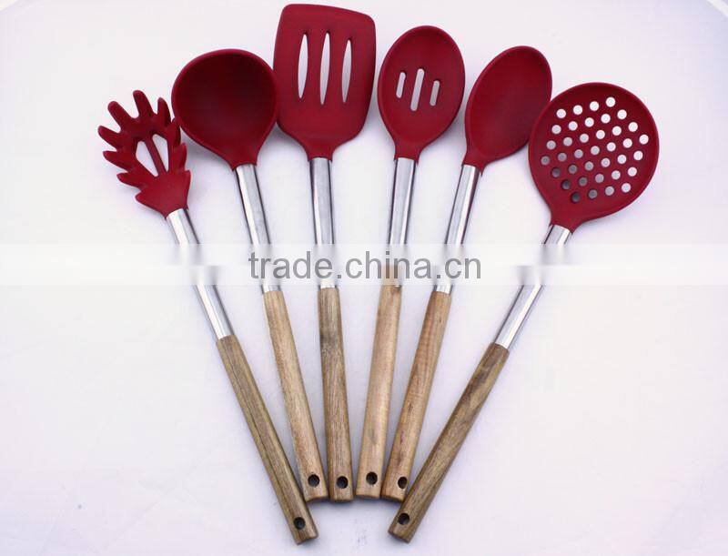 Premium Silicone Kitchen Utensil Food Grade With Wood Handle