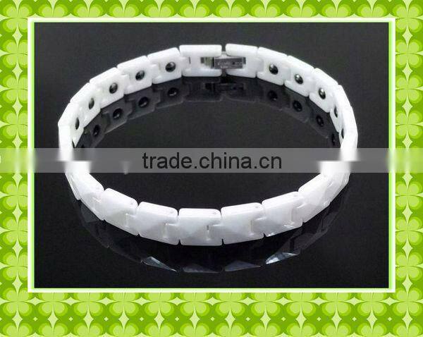 White Diamond Cut Ladies Ceramic Bracelets With Magnet#13000