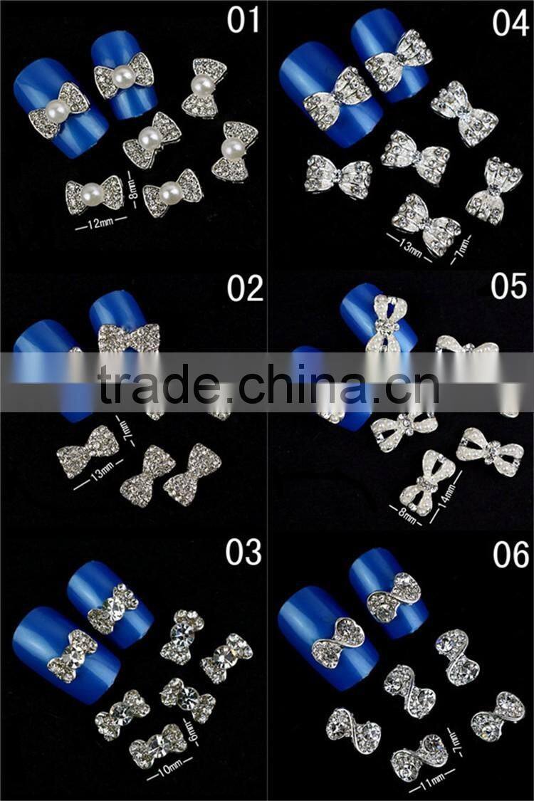 2016 High Fashion New Trends 3d metal nail decoration beauty style bow tie rhinestone nail art&design pictures