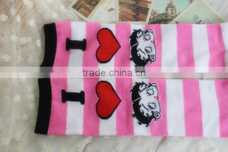 Custom New Design Cheap Clever Girls Cartoon Knee High Sock