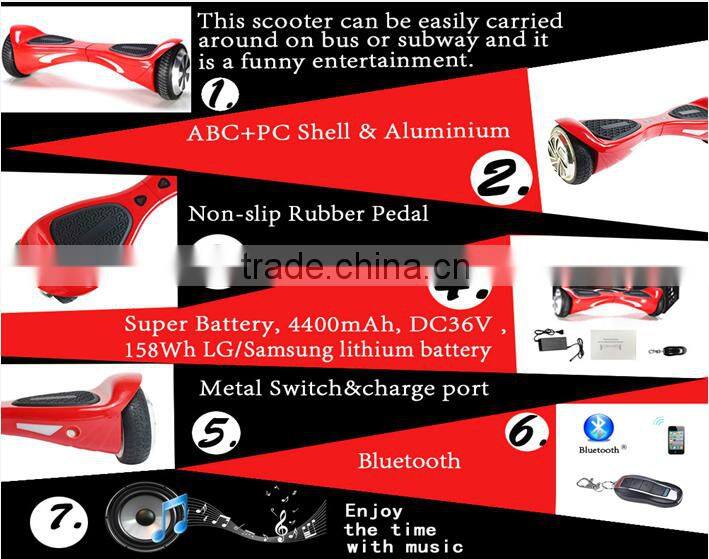 2015 bluetooth hover board self blancing scooter scooter manufacture