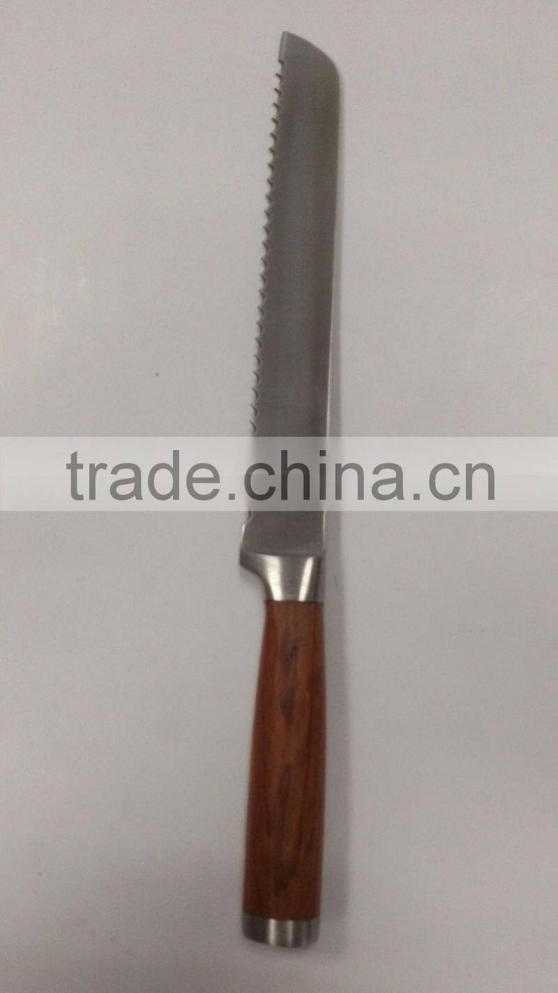 Colour wooden handle 6 piece set containing chopper frozen meat knife