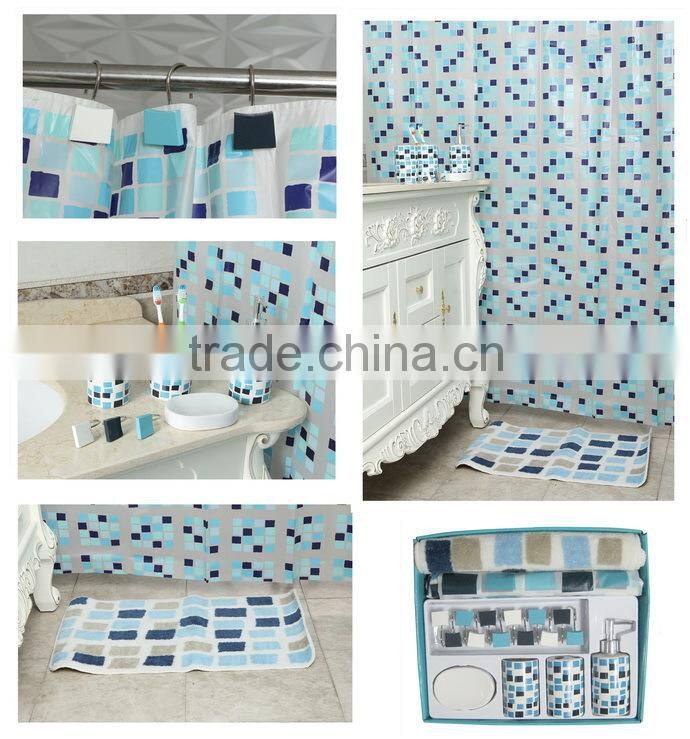 red square geometry pattern plastic bathroom accessories sets