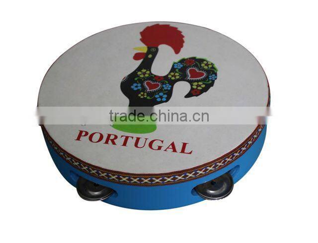Wooden musical Toy cartoon tambourine