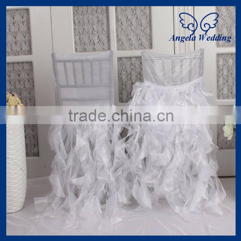 CH005AA Hot sale custom made fancy nice organza ruffled curly willow white peach pink chair covers
