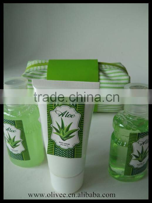 80ml aloe vera scented bath set with cosmetic bag