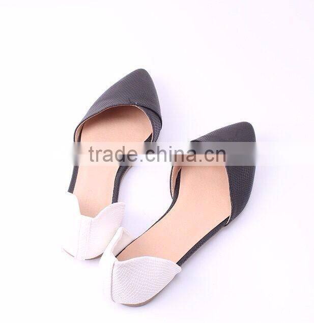 2016 ladies flat shoes snake PU upper pointed toe shoes ladies fancy ballerina shoes