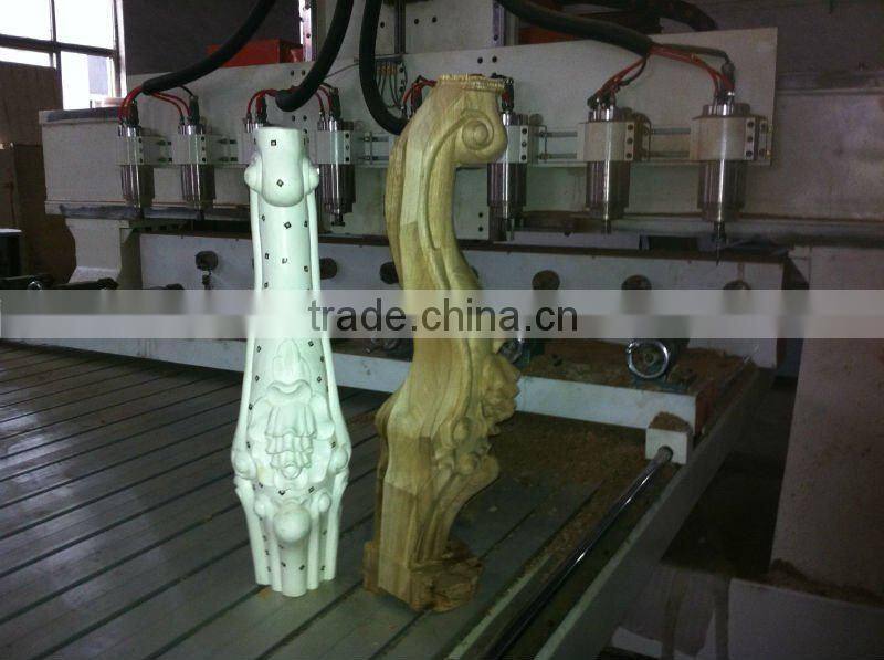 eight heads 4 axises wood CNC 3D engraving machine Ncstudio control 4.5KW Delta Servo motor square guide