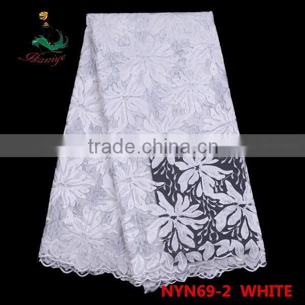 2016 Haniye african Latest embroidery tulle lace fabric nigeria French net lace fabric for dresses/NYN69