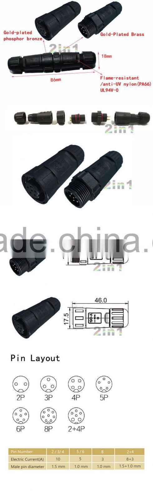 SQ14-6P Solder Cable 5A Nylon Electric IP68 Wire Waterproof Connector