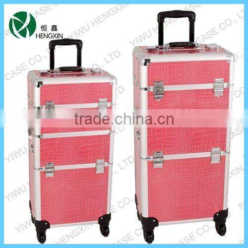 leopard professional rolling makeup case,makeup train case