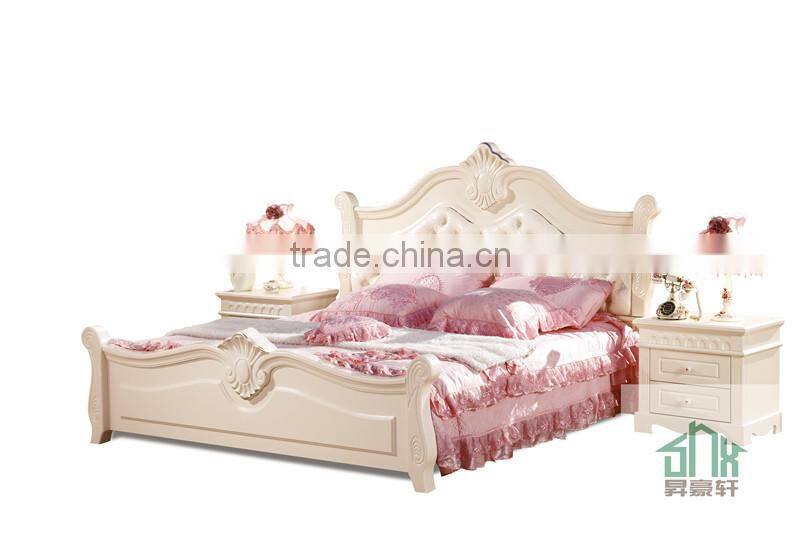 SHX HA-907# solid wood double bed designs with box white wood double bed models